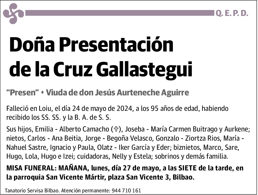 Presentación de la Cruz Gallastegui