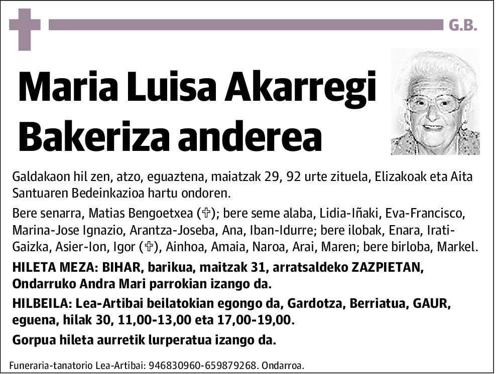 Maria Luisa Akarregi Bakeriza