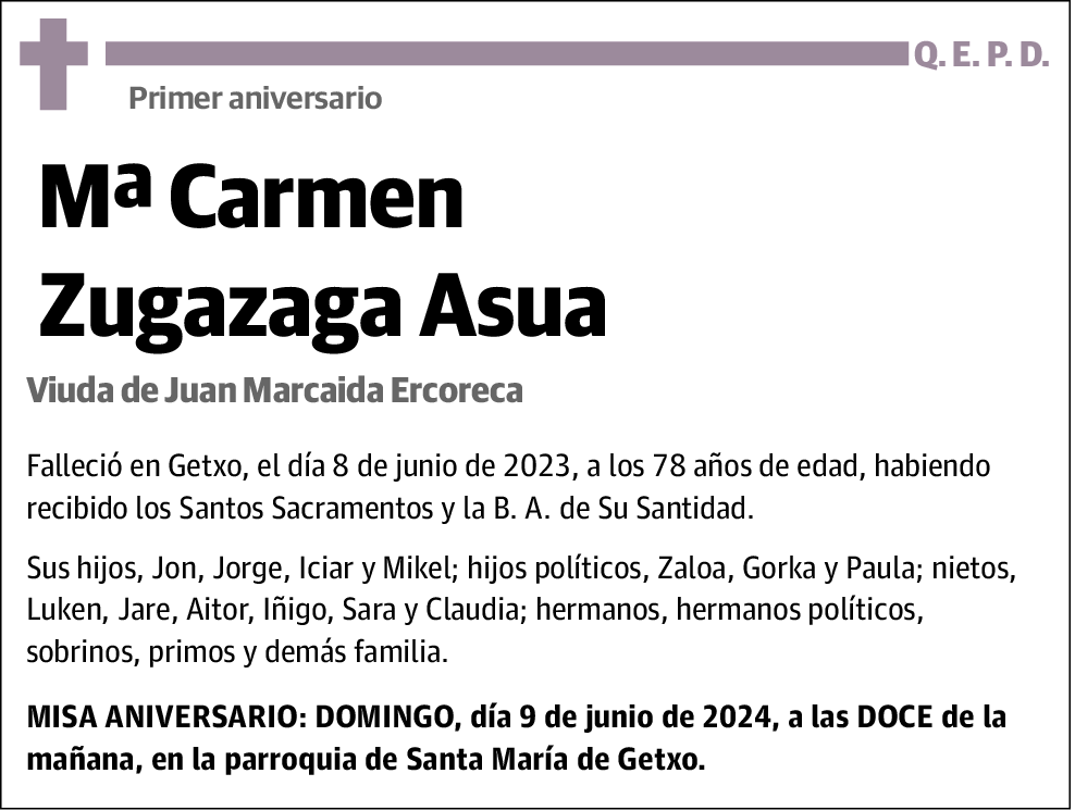 Carmen Zugazaga Asua