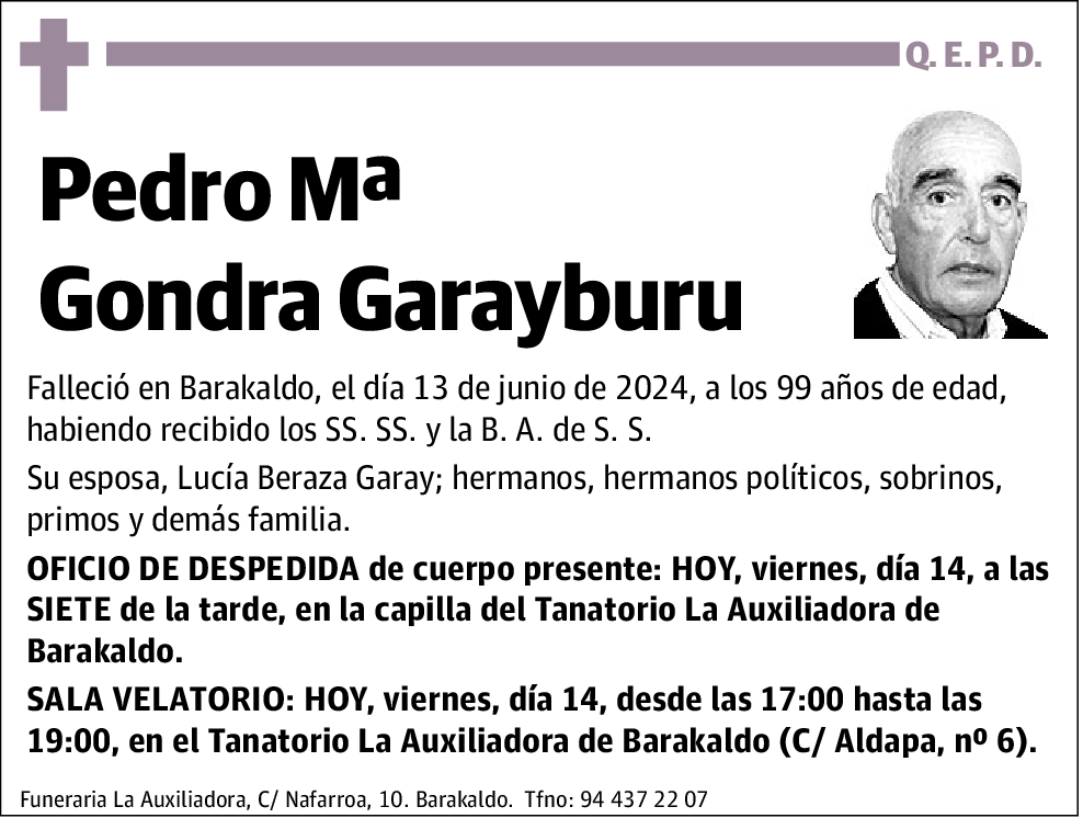 Pedro Mª Gondra Garayburu