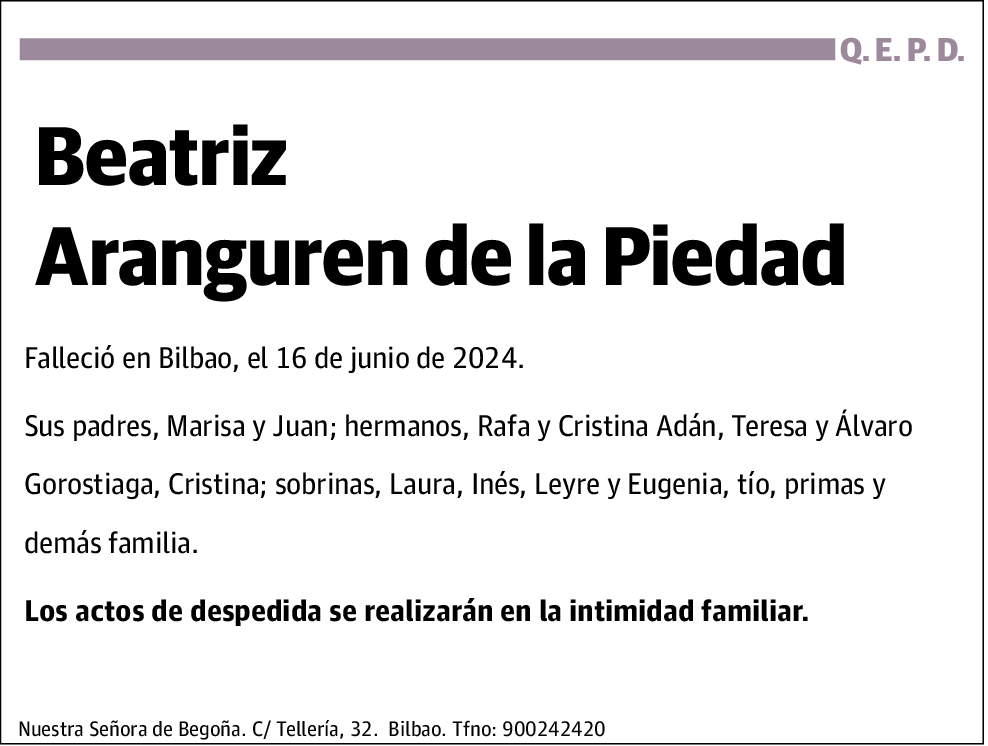 Beatriz Aranguren de la Piedad