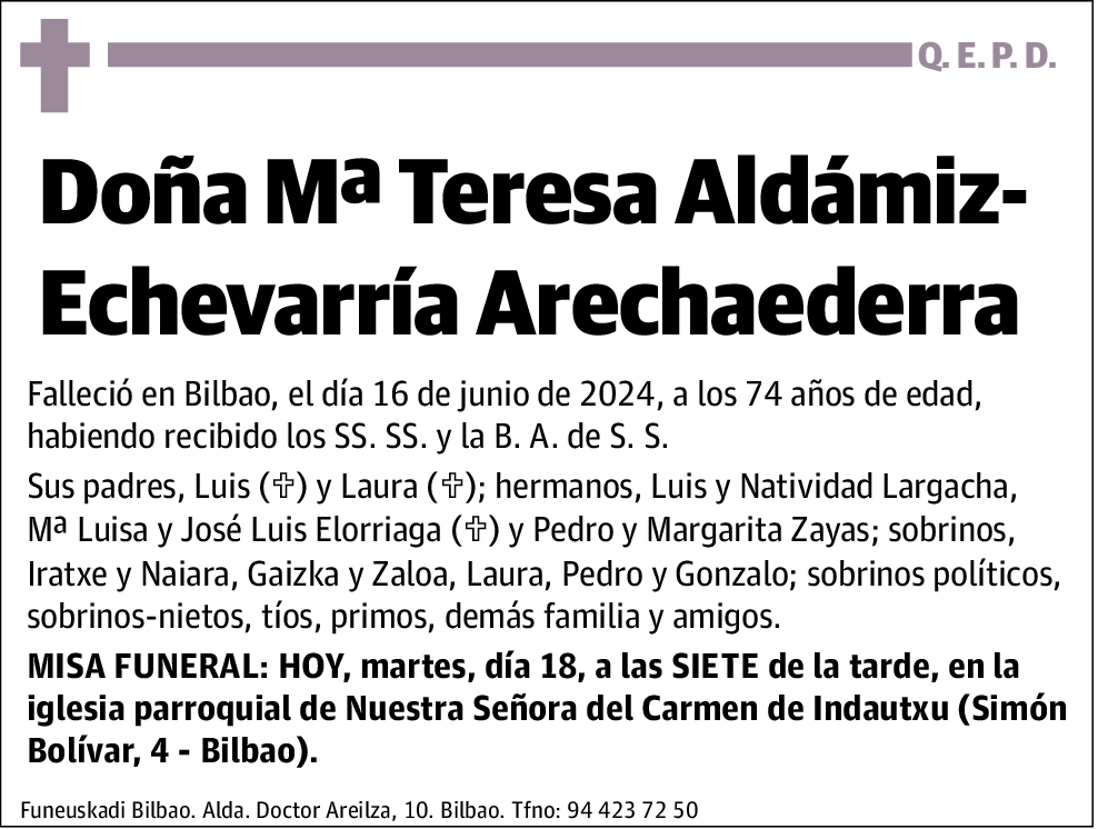 Mª Teresa Aldámiz-Echevarría Arechaederra