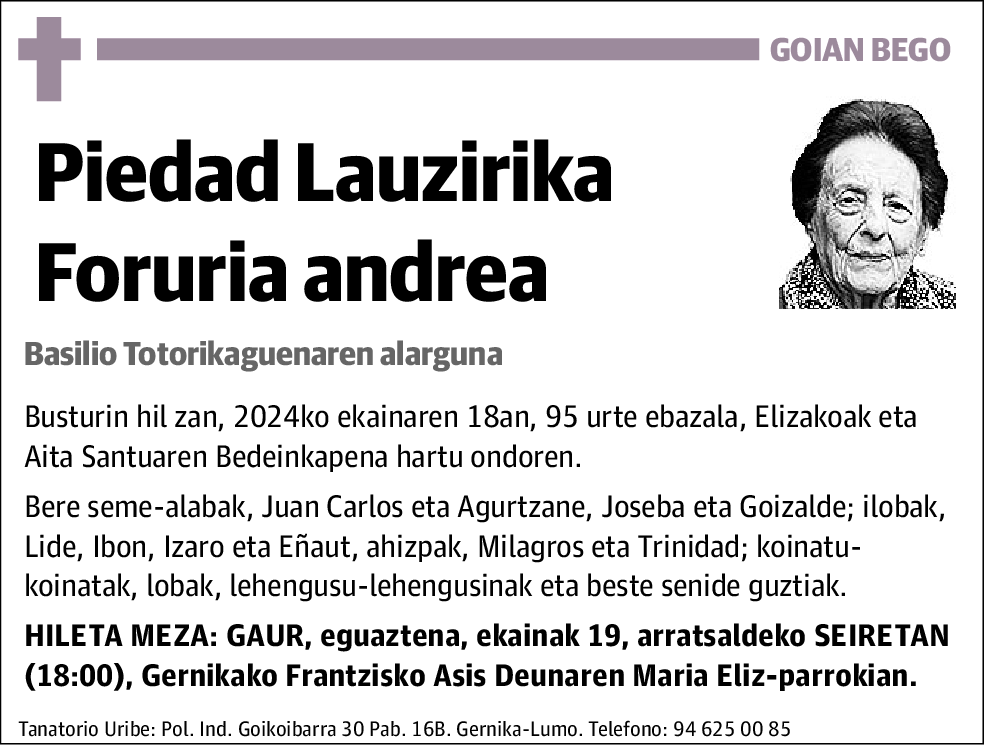 Piedad Lauzirika Foruria