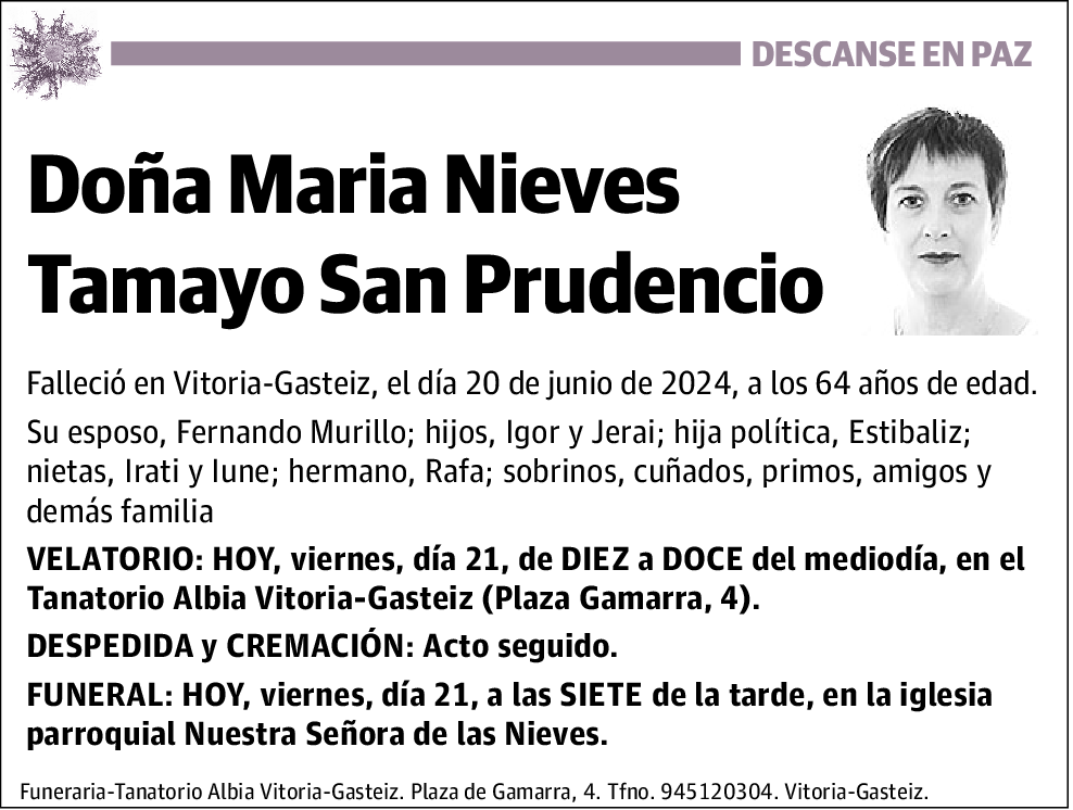 Maria Nieves Tamayo San Prudencio
