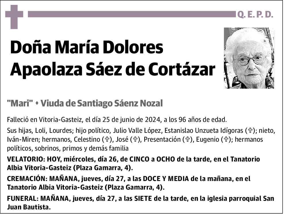María Dolores Apaolaza Saez de Cortazar