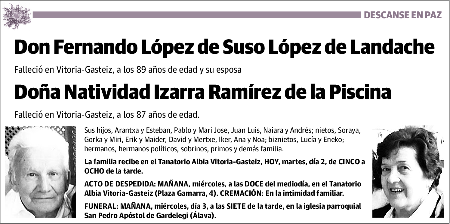 Fernando López de Suso Lópe de Landache Natividad Izarra Ramírez de la Piscina