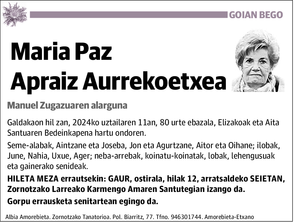 Maria Paz Apraiz Aurrekoetxea