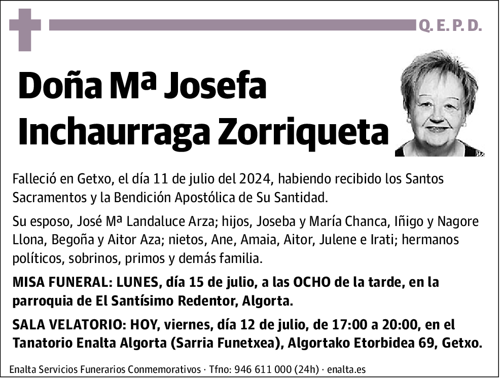 Mª Josefa Inchaurraga Zorriqueta