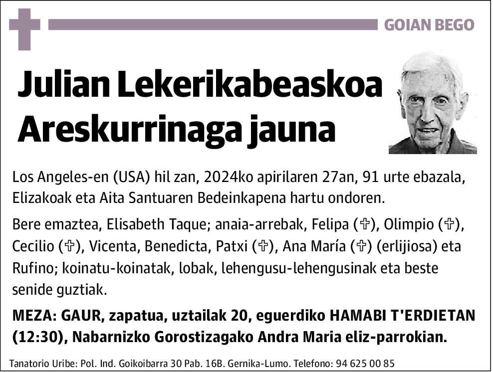 Julian Lekerikabeaskoa Areskurrinaga