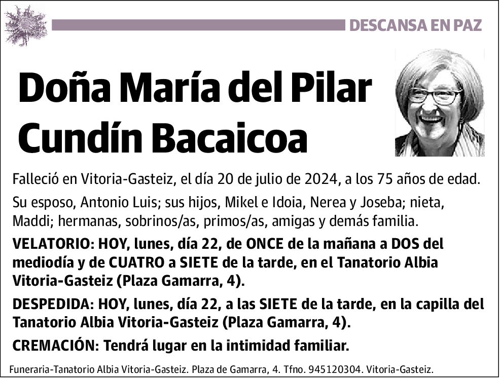 María del Pilar Cundín Bacaicoa