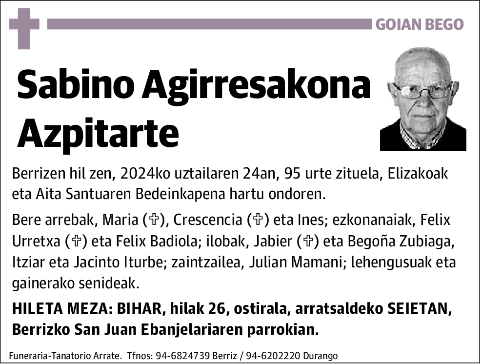 Sabino Agirresakona Azpitarte