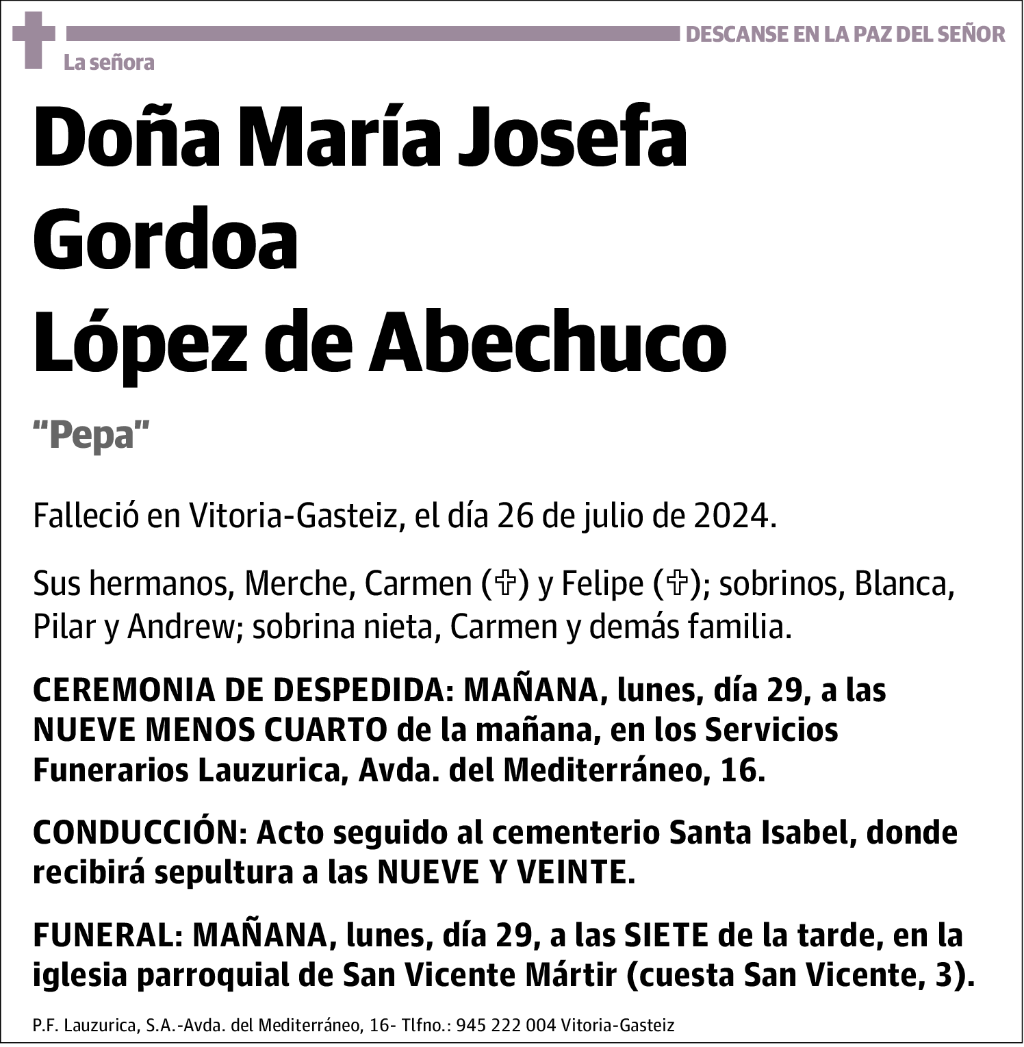 María Josefa Gordoa López De Abechuco