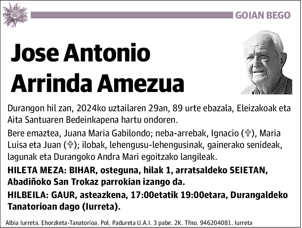 Jose Antonio Arrinda Amezua