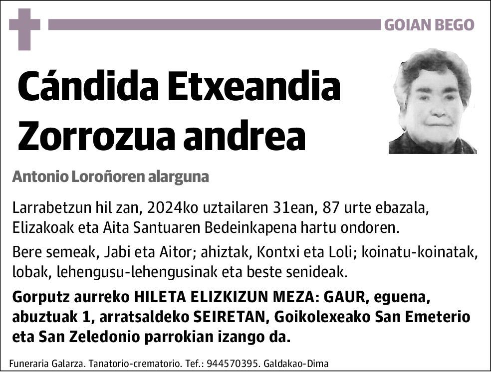 Cándida Etxeandia Zorrozua