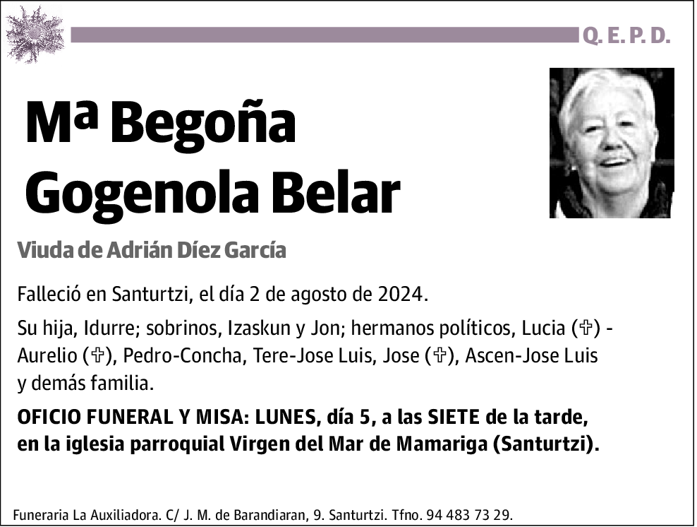 Mª Begoña Gogenola Belar