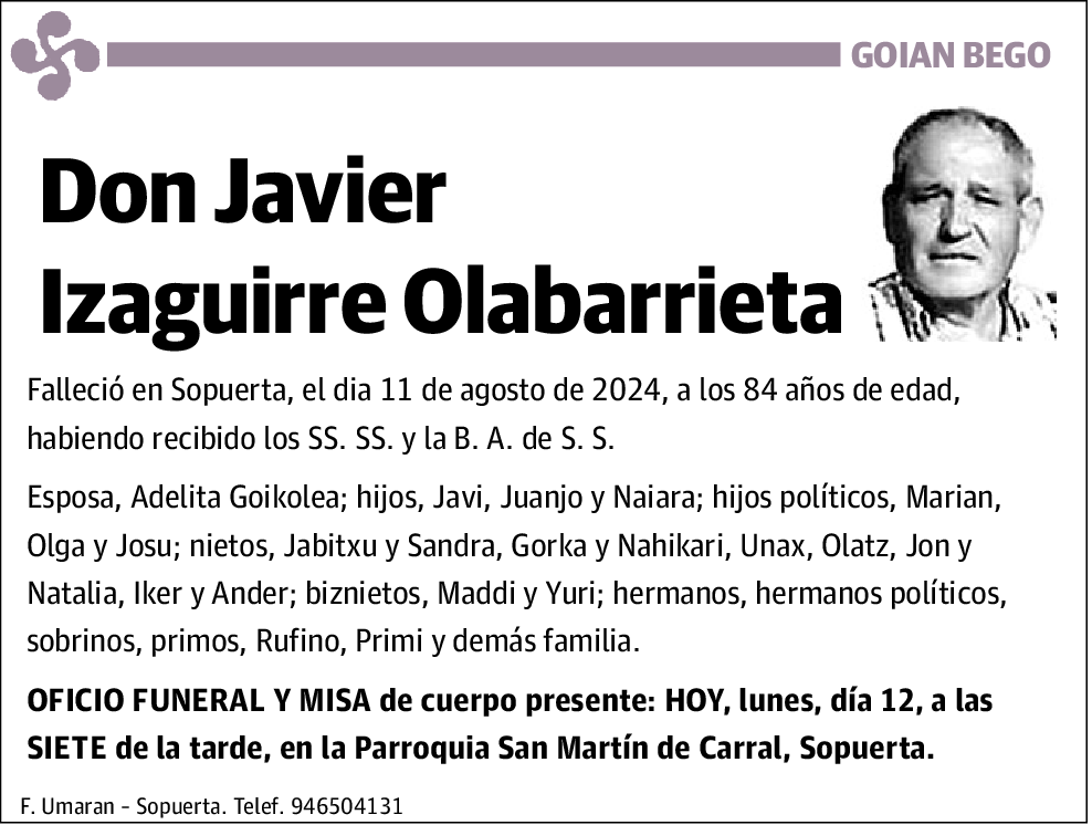 Javier Izaguirre Olabarrieta