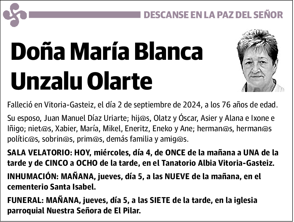 María Blanca Unzalu Olarte