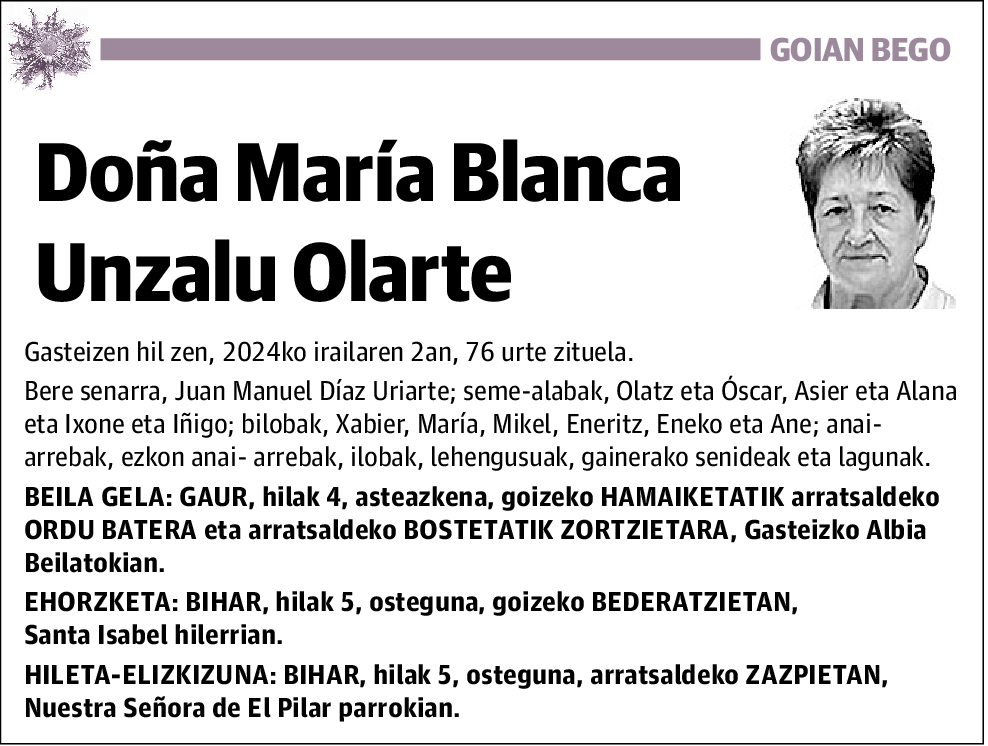María Blanca Unzalu Olarte