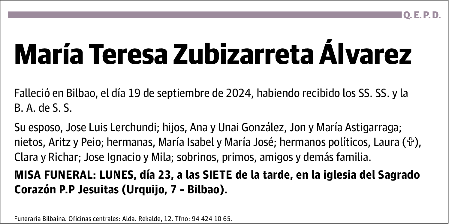 María Teresa Zubizarreta Álvarez