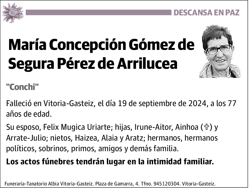 María Concepción Gómez de Segura Pérez de Arrilucea