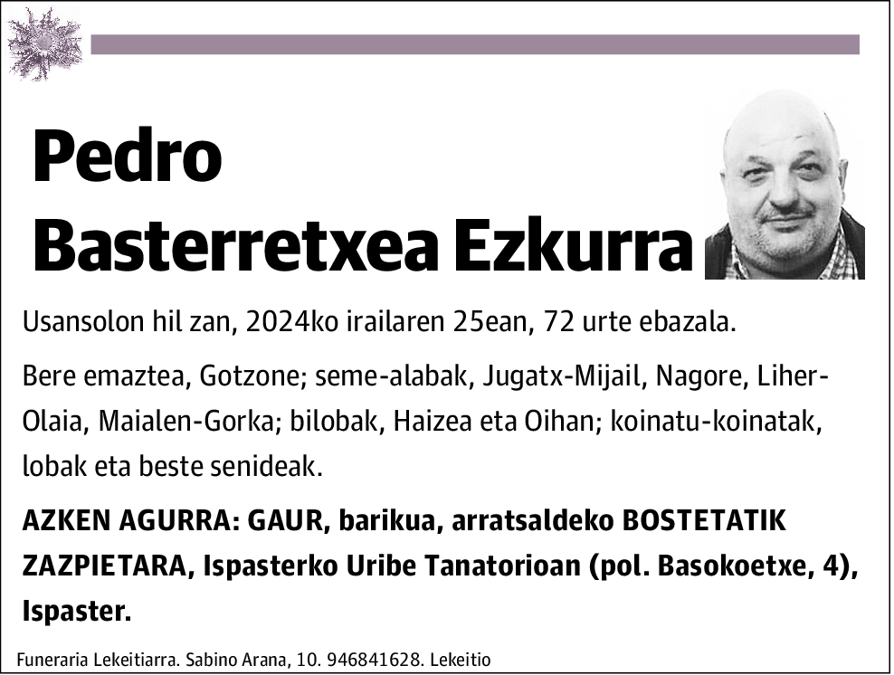 Pedro Basterretxea Ezkurra