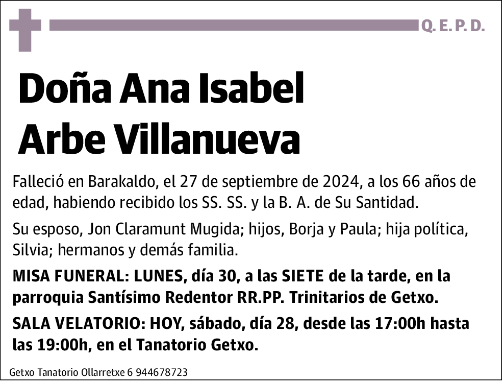 Ana Isabel Arbe Villanueva