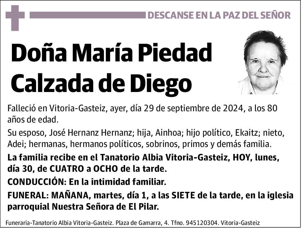 María Piedad Calzada de Diego