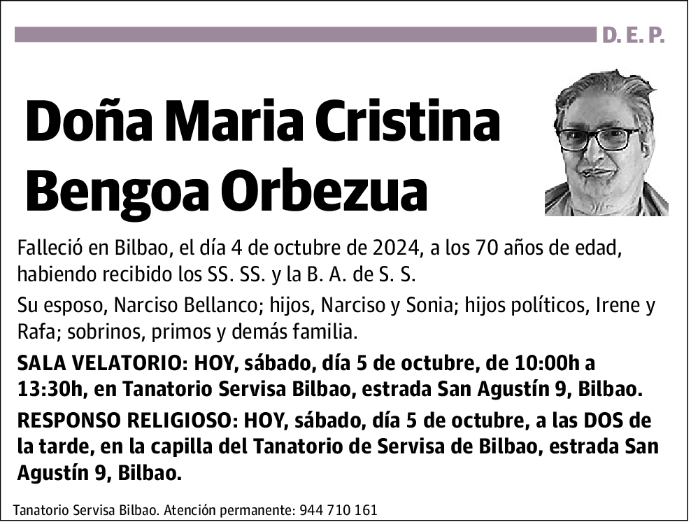 María Cristina Bengoa Orbezua