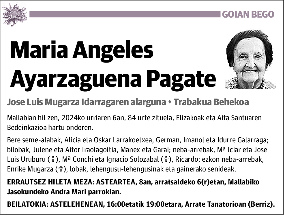 Maria Angeles Ayarzaguena Pagate