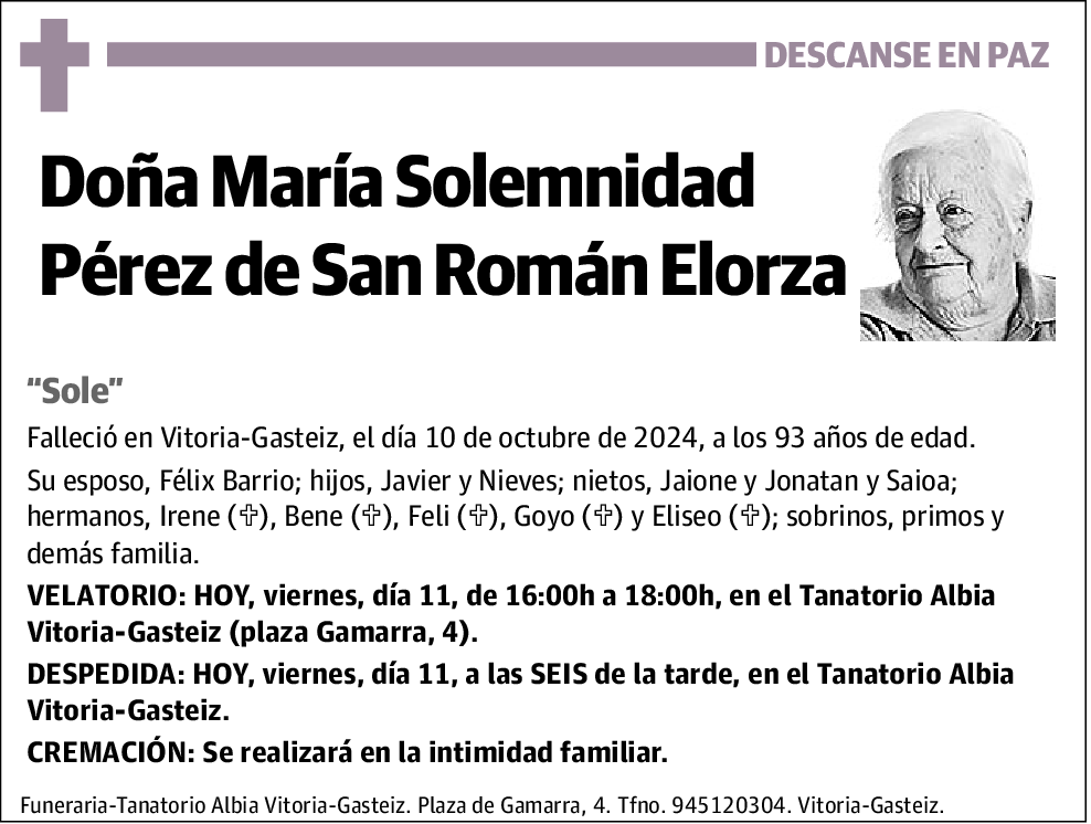 María Solemnidad Pérez de San Román Elorza