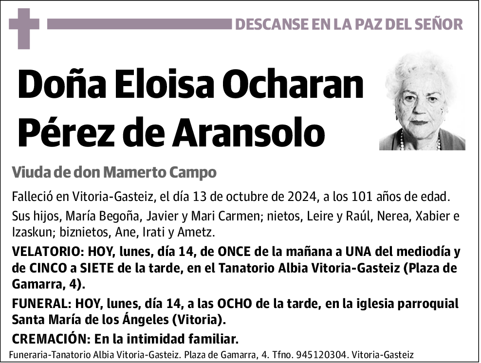 Eloisa Ocharan Pérez de Aransolo