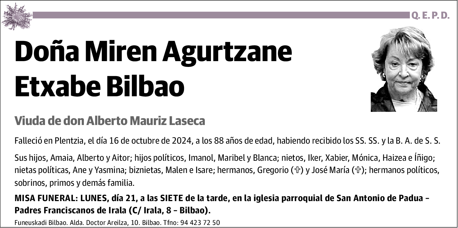 Miren Agurtzane Etxabe Bilbao