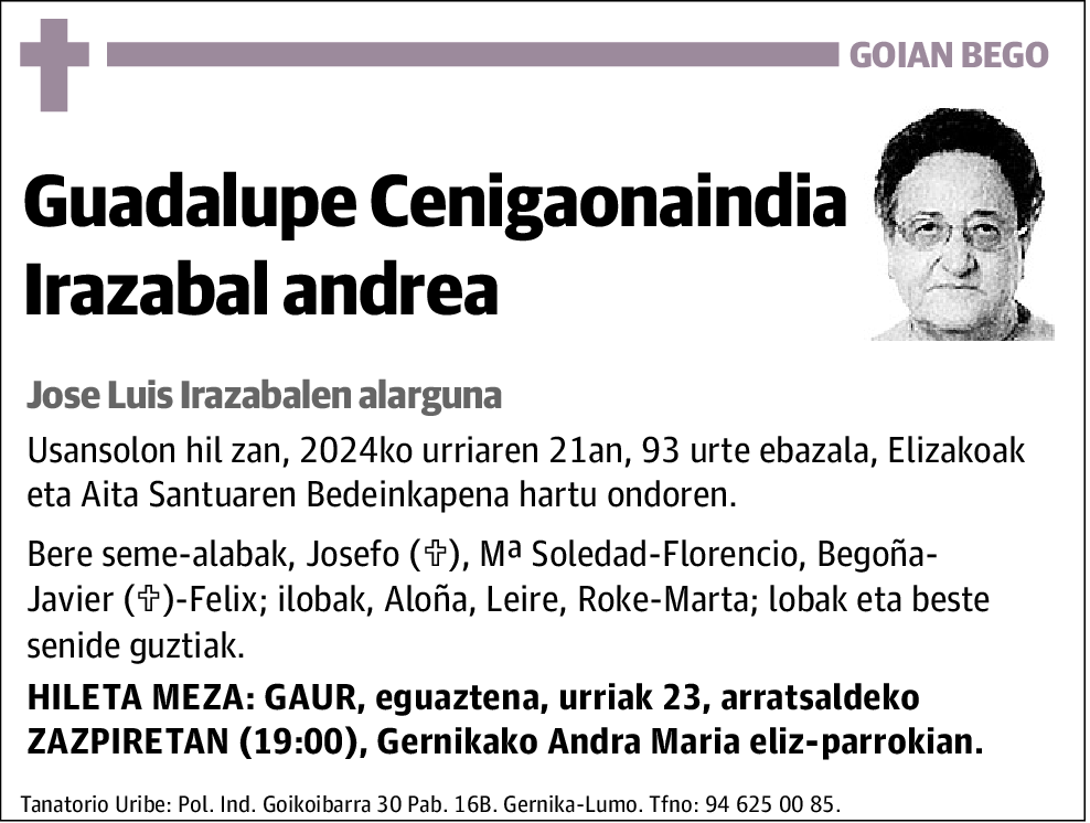 Guadalupe Cenigaonaindia Irazabal