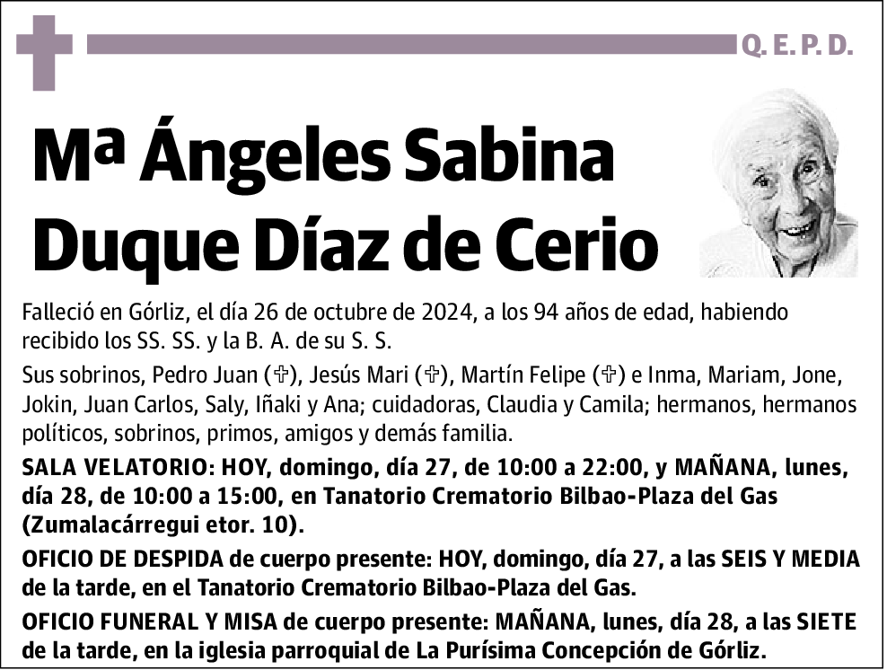 Mª Ángeles Sabina Duque Díaz de Cerio