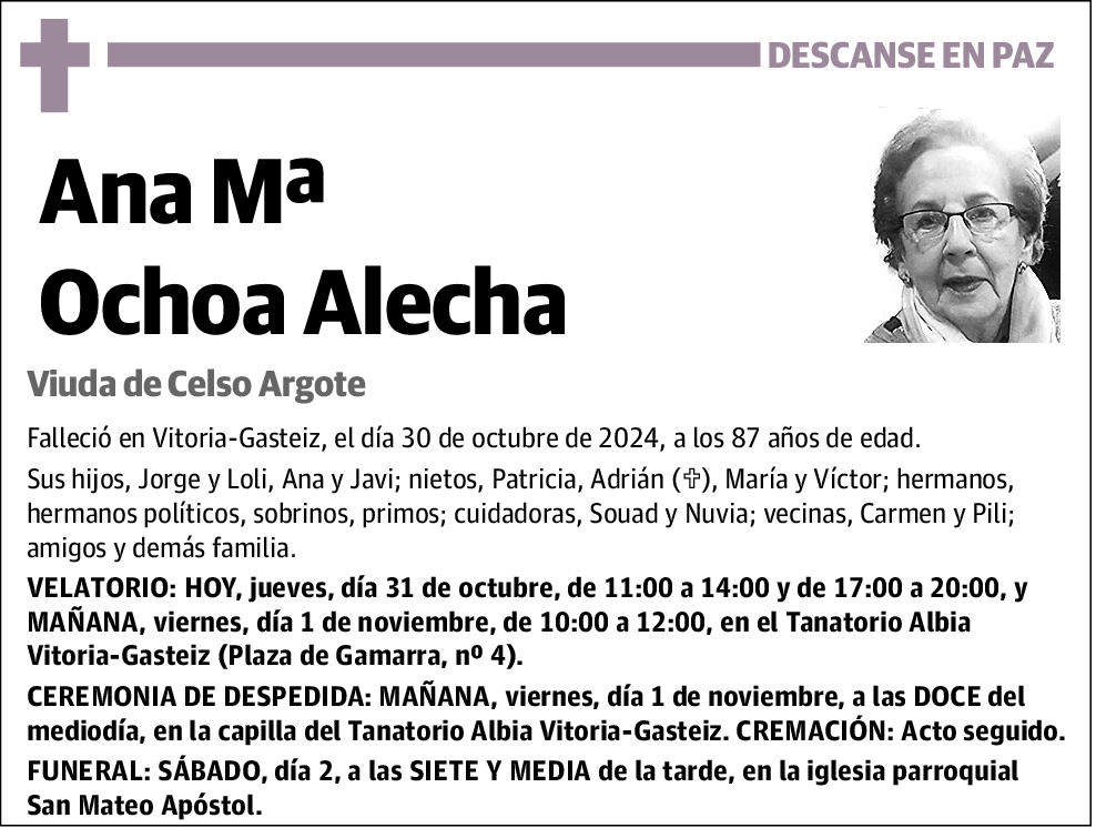Ana Mª Ochoa Alecha
