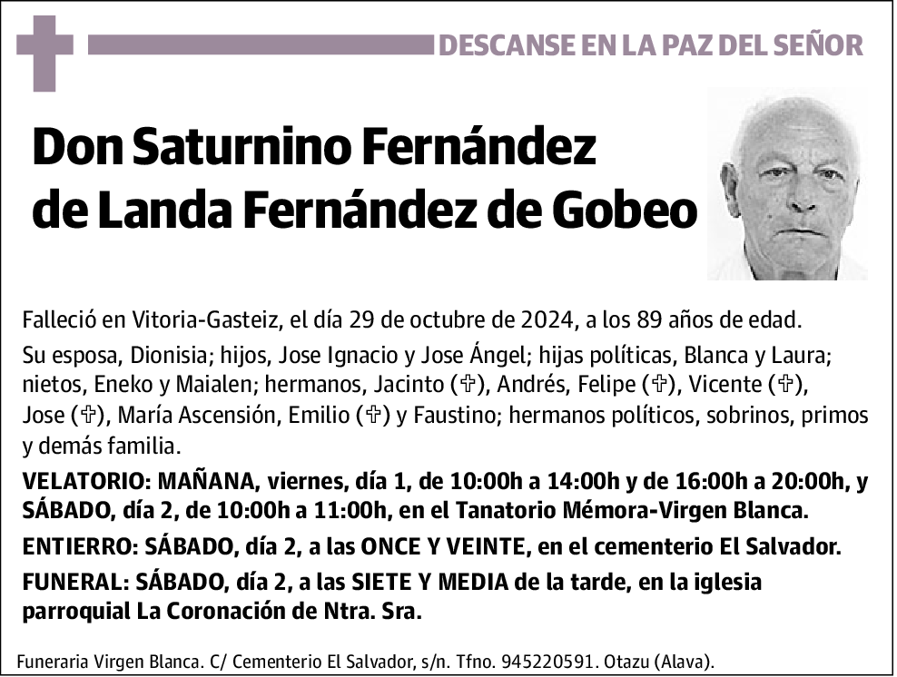 Saturnino Fernández de Landa Fernández de Gobeo