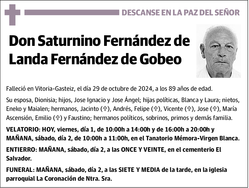 Saturnino Fernández de Landa Fernández de Gobeo