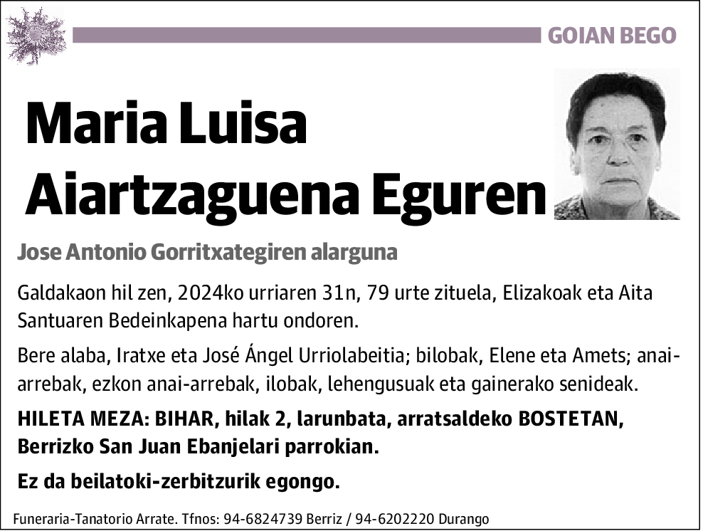 Maria Luisa Aiartzaguena Eguren