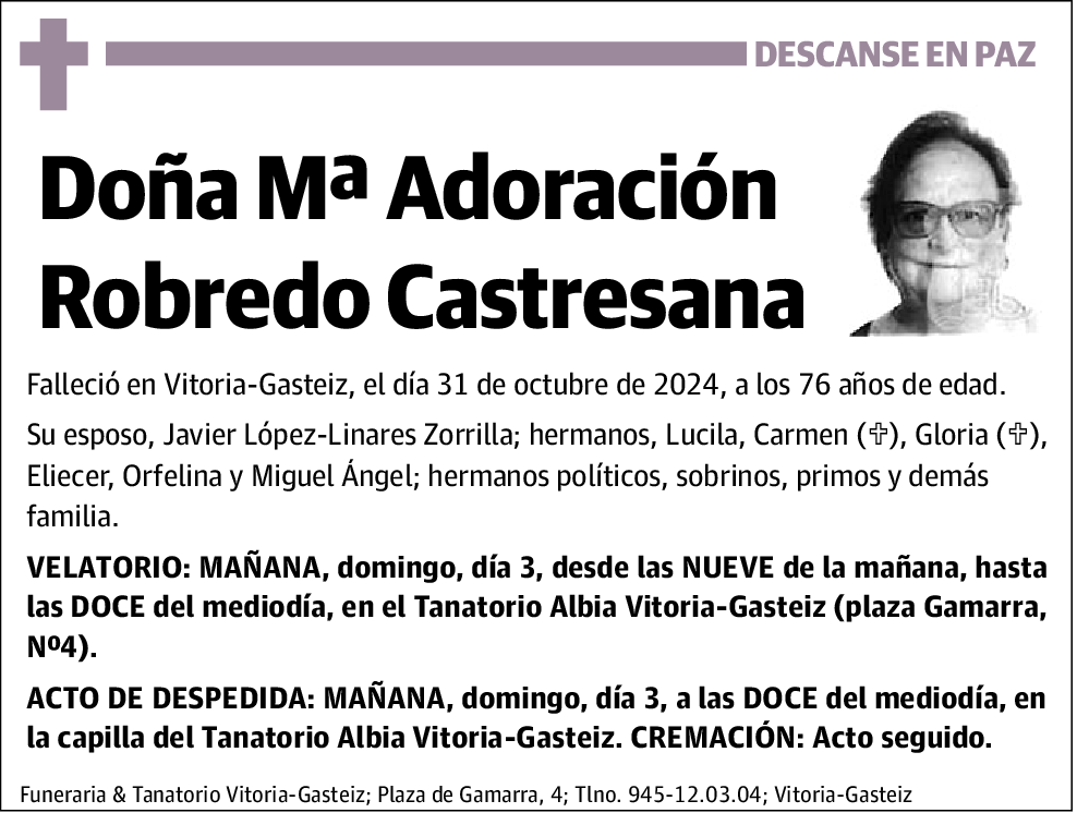 Mª Adoración Robredo Castresana