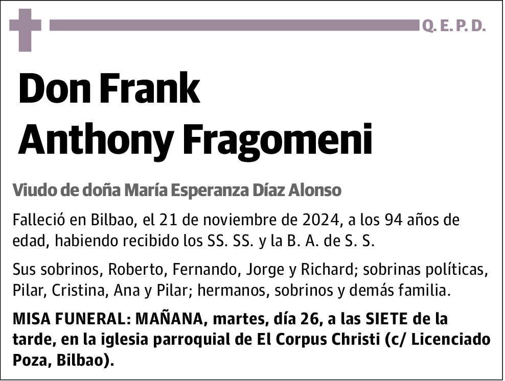 Frank Anthony Fragomeni