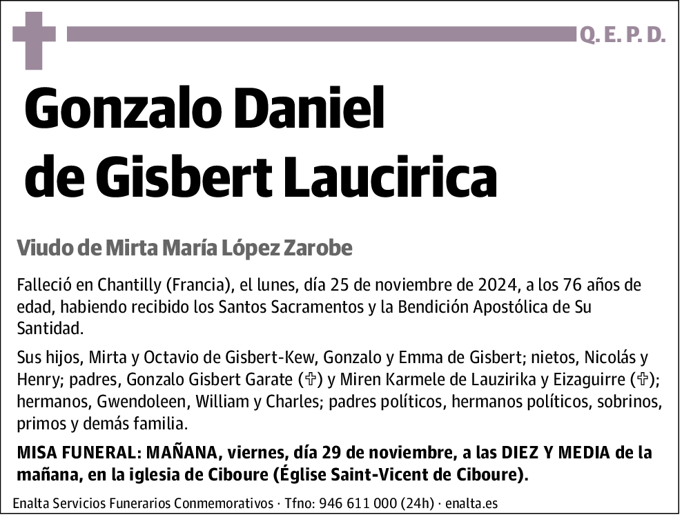 Gonzalo Daniel de Gisbert Laucirica