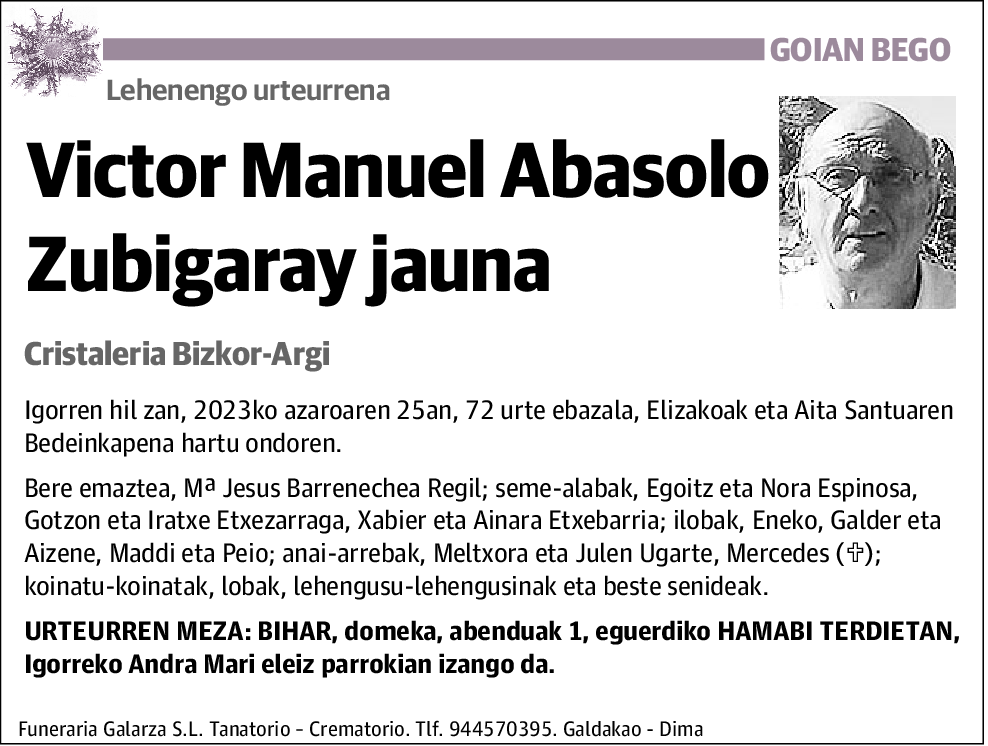 Victor Manuel Abasolo Zubigaray