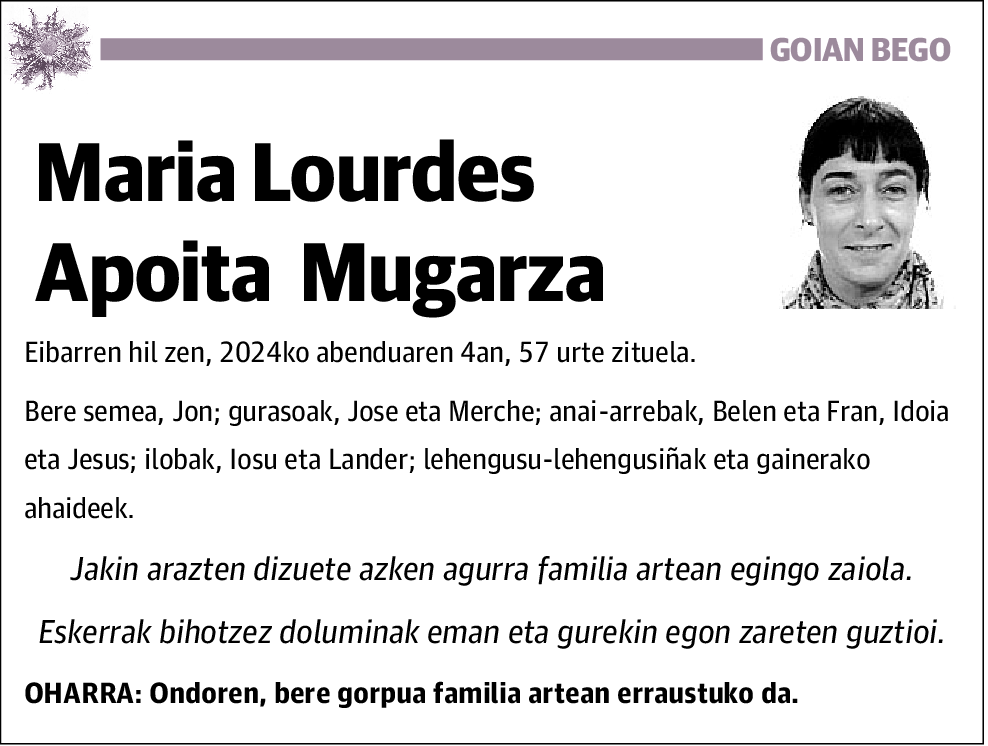 Maria Lourdes Apoita Mugarza