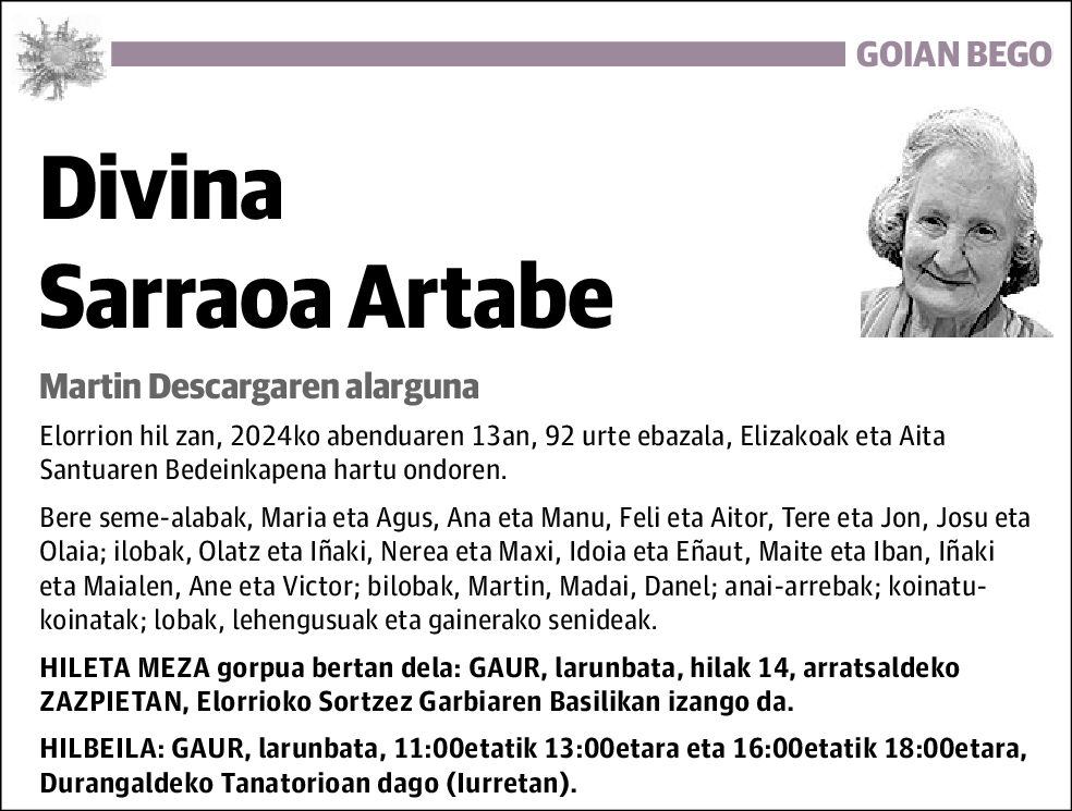 Divina Sarraoa Artabe