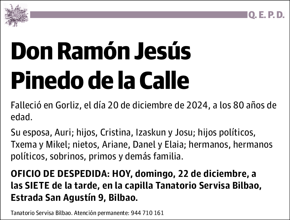 Ramón Jesús Pinedo de La Calle