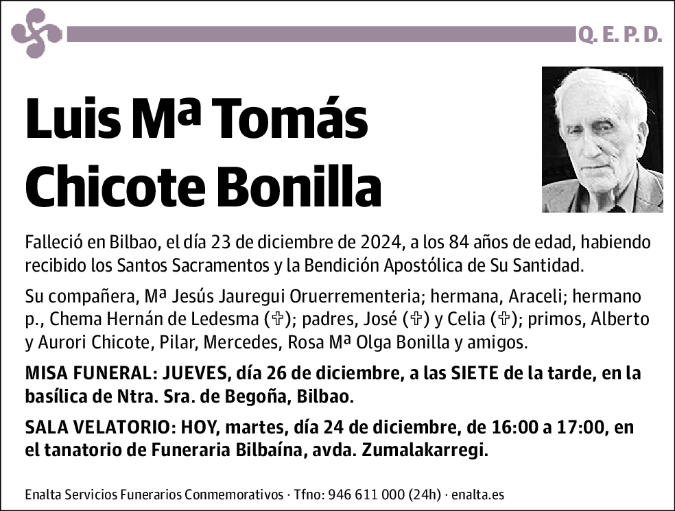 Luis Mª Tomás Chicote Bonilla