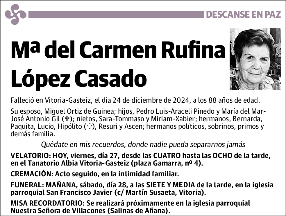 Mª del Carmen Rufina López Casado