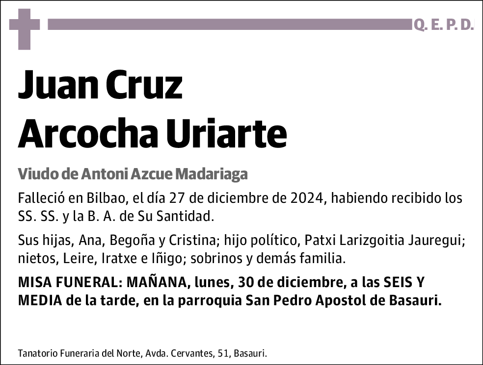 Juan Cruz Arcocha Uriarte