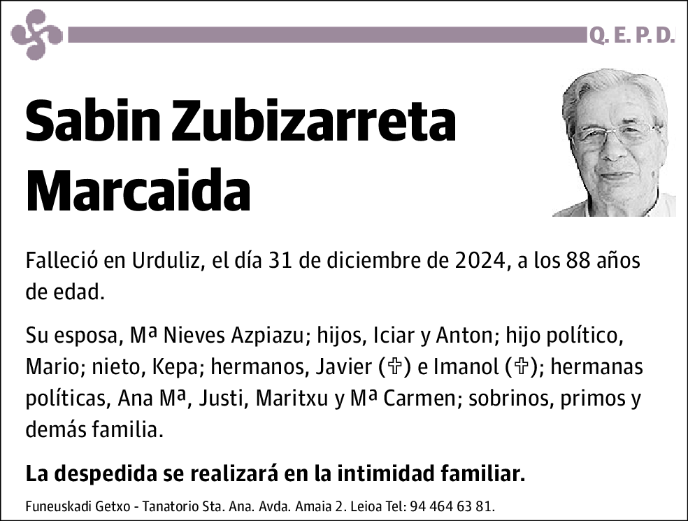 Sabin Zubizarreta Marcaida