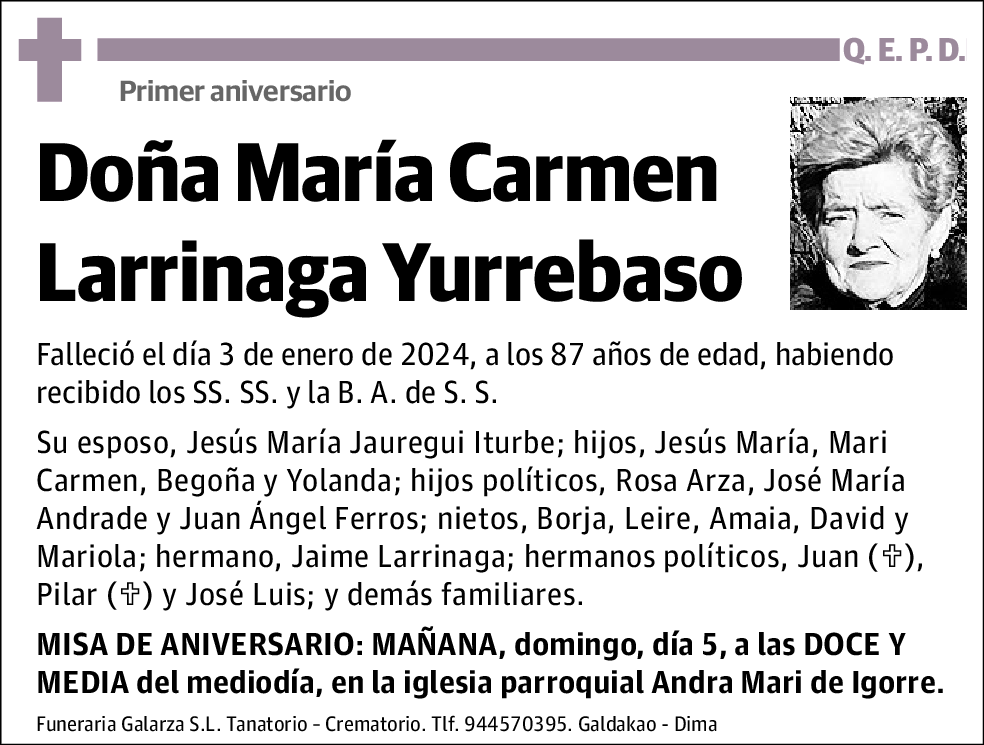 María Carmen Larrinaga Yurrebaso